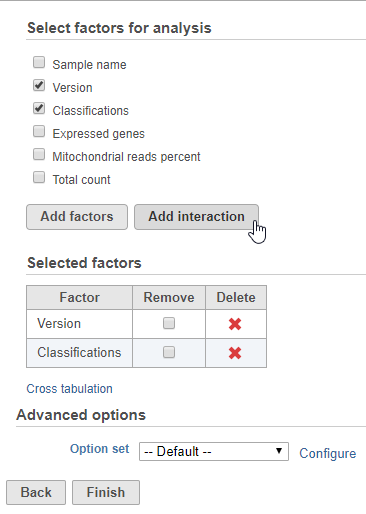 Figure 1. Adding factors and interactions to the model
