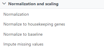 Figure 1. When a data node containing quantified data is selected, Normalization becomes available on the context sensitive menu
