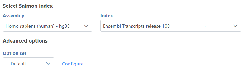 Figure 1. Configure Salmon task--select index file