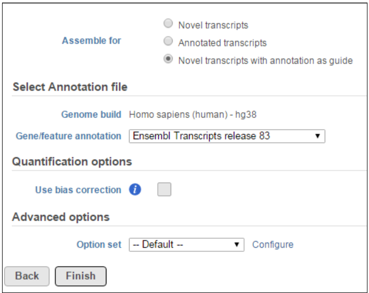 Figure 1. Cufflinks configuration dialog