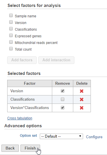 Figure 2. Configuring the batch effect removal tool