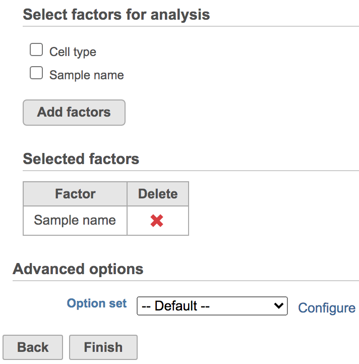 Figure 2. Select factors to remove.
