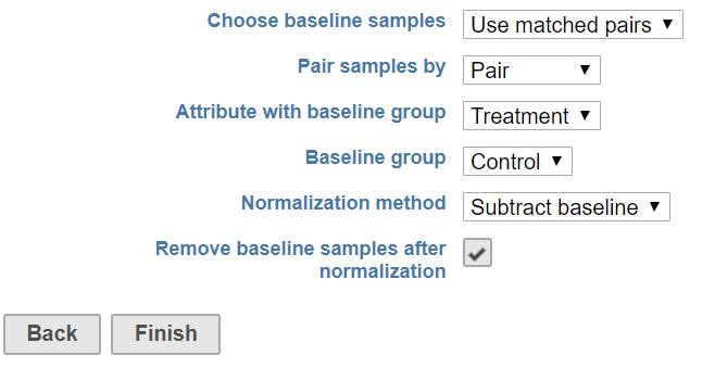 Figure 4. Designated pairs and the baseline sample in each pair to normalize by matched pairs